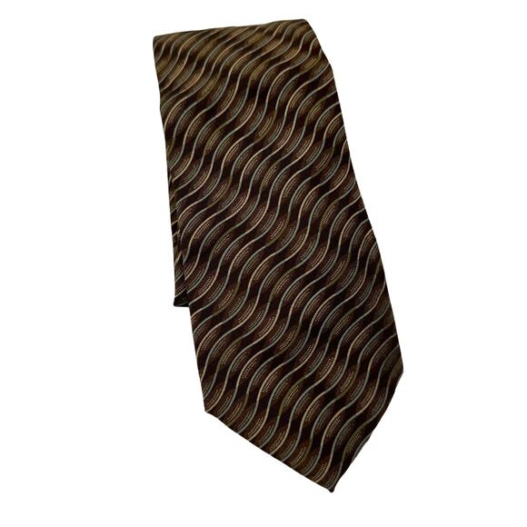 Celine Brown‎ Waves Silk Mens Tie Made in Italy NWOT